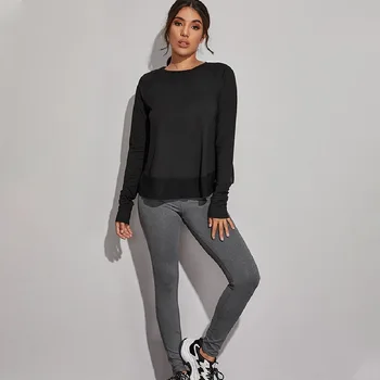 Women Yoga Shirt Fitness Sexy Sports Gym Crop Top Running Long Sleeve Blouse Winter T-Shirt Workout Sportswear 2