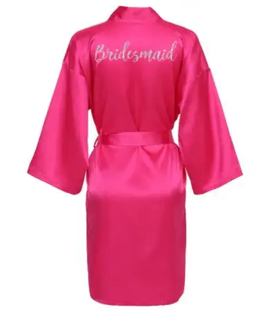 Silk Bride Robes Bridesmaid Sexy Robes Bridal Bath Robe Hot Pink Silver Matte Printing White Short Silk Robe
