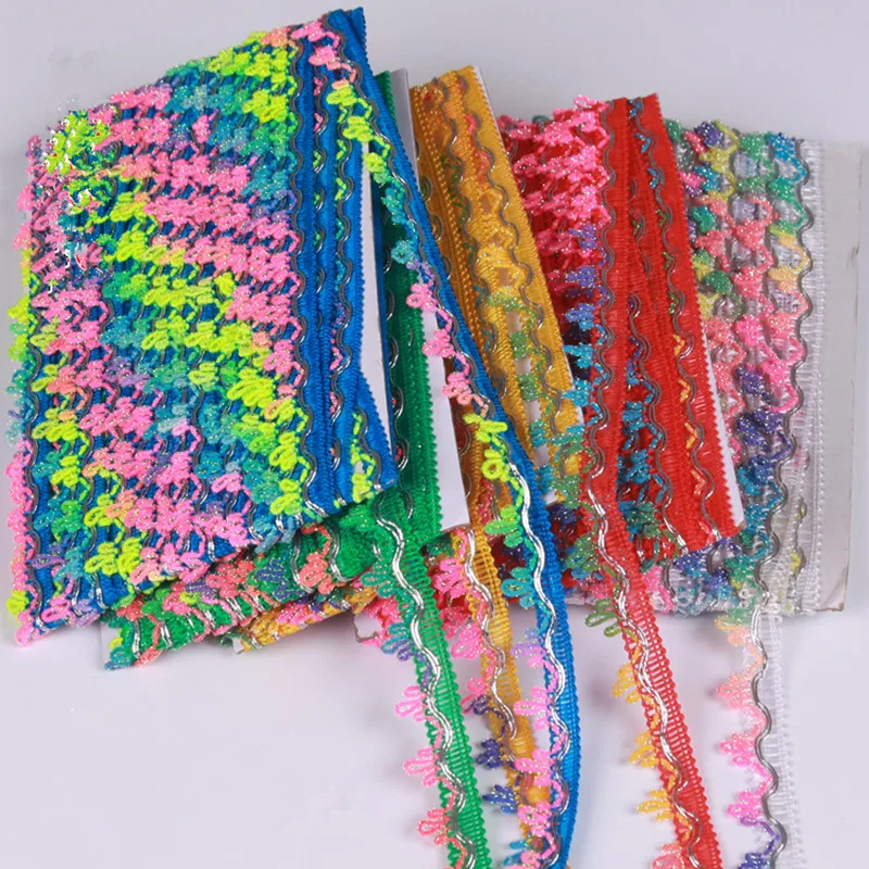 

2022 New 10Yard Colorful African Lace Material Sewing Ribbon Braid Trim Sew Dance Dress Clothes Curtain Accessory DIY 1.8CM Wide