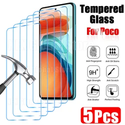 5PCS Protective Glass for Poco X5 X4 X3 F2 Pro Screen Protector for Poco M4 M3 Pro 5G F3 F4 X3 X4 GT M5 M5S X3 NFC Glass