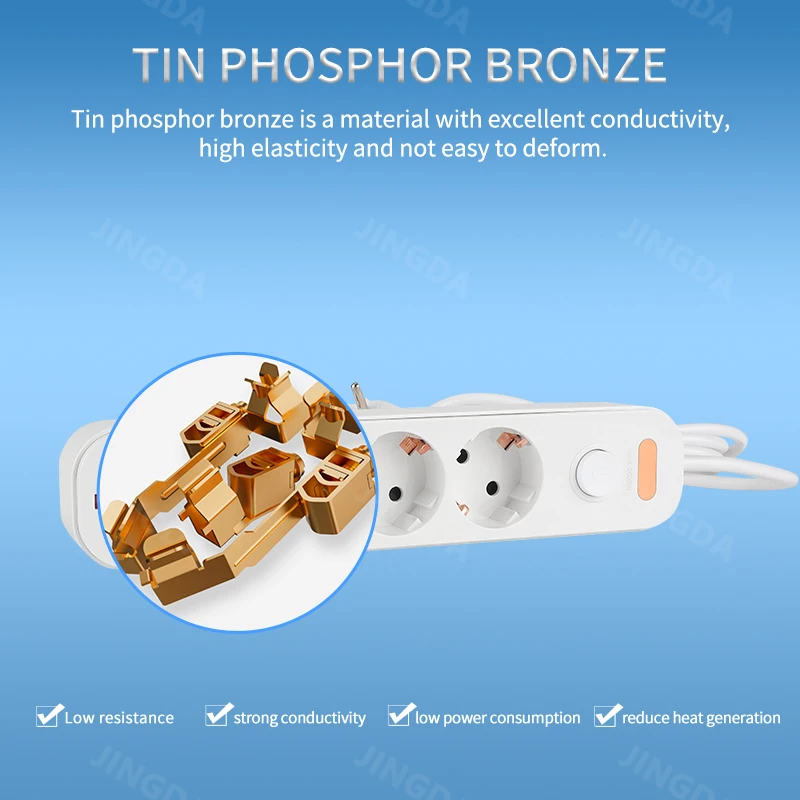 Versatile Power Strip with Independent Switches and 2m Cord