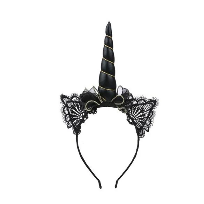 

Halloween unicorn headband cat ears three layer bow birthday party hair accessories GC1511