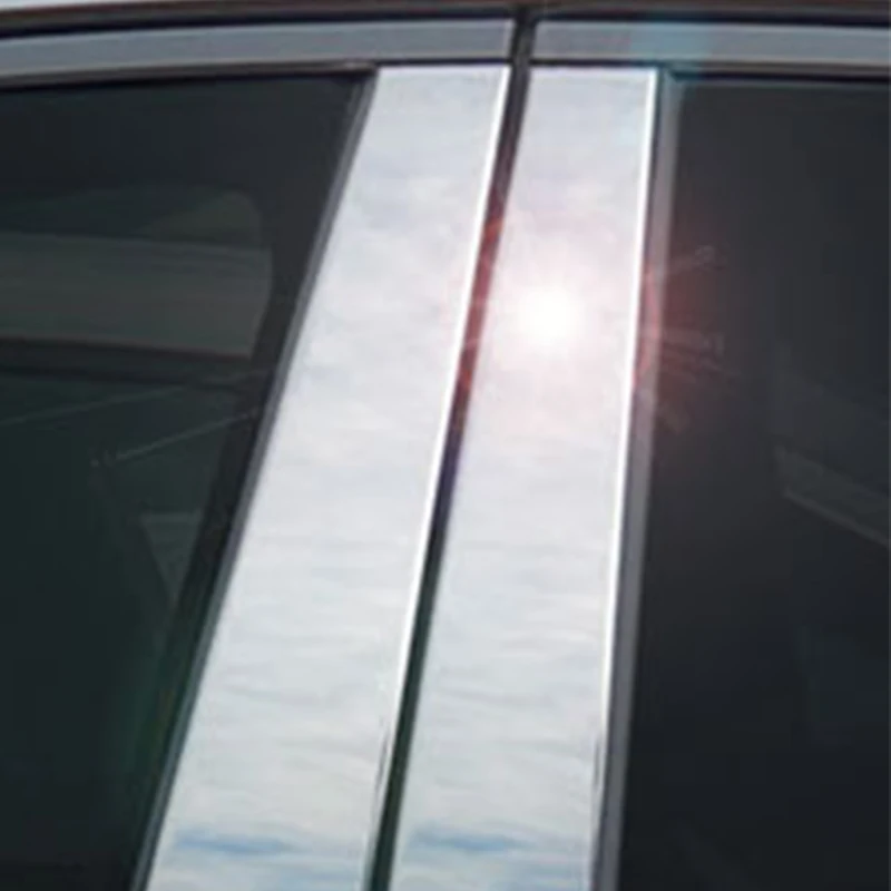 은빛 자동차 기둥 포스트 문짝 창 장식 스티커 트림 커버, VW 제타 MK5 A5 세단 2006-2010 자동차 액세서리, 6 개