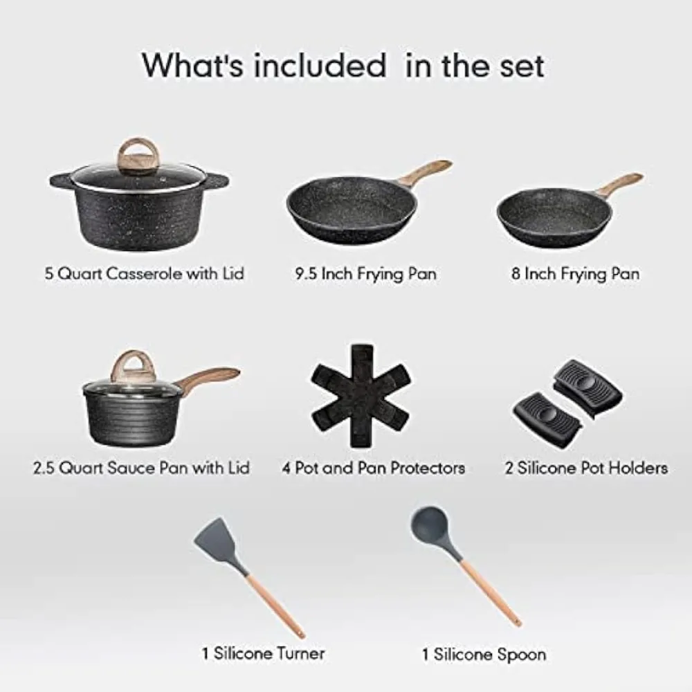 JEETEE Pots and Pans Set Nonstick White Granite Induction Cookware Sets 13  Pieces w/Frying Pan, Saucepan, Sauté Pan, Tamagoyaki Pan, Egg Pan, Cooking  Pots, PFOA Free - Yahoo Shopping