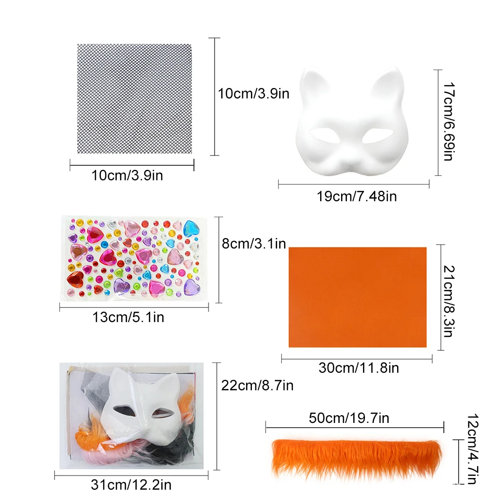 Halloween Mask Party Masks Masquerade Mask 3D Printed Mask 3D Face Masks Superhero Mask Unpainted Therian Mask Kit Paper Blank Masks Half Face Hand-painted Cat Mask DIY Masks For Masquerade Cosplay Party Christmas
