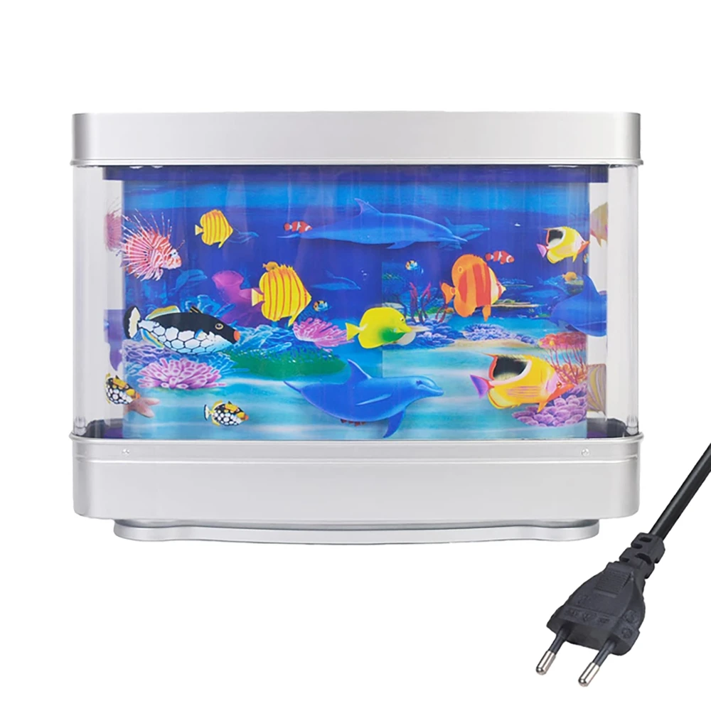 

Led Fish Tank Lamp Dynamic Virtual Ocean Dolphin Artificial Tropical Landscape Aquarium Mood Night Light Cute Room Decoration