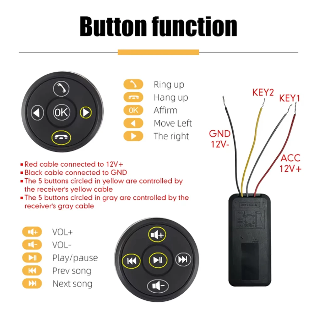 Universal Wireless Car Steering Wheel Control Button 10Keys Car Radio DVD GPS Multimedia Navigation Head Unit Remote Control