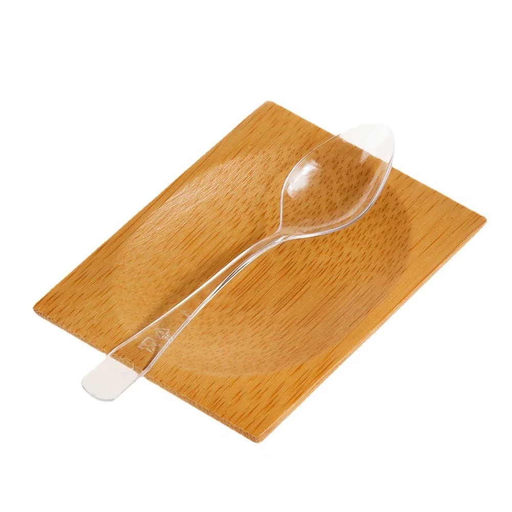 Disposable Dessert Spoons 100PCS Mini Clear Plastic Flatware Appetizer Jelly Ice Cream Scoop