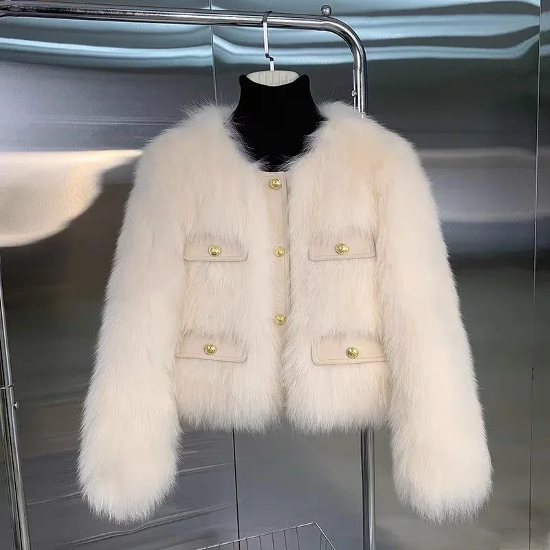 

Sandro Rivers Small Fragrant Fall Winter Short Faux Fur Grass Coat Female Women's Clothes Plush Thick Warm Jacket Casacos Top