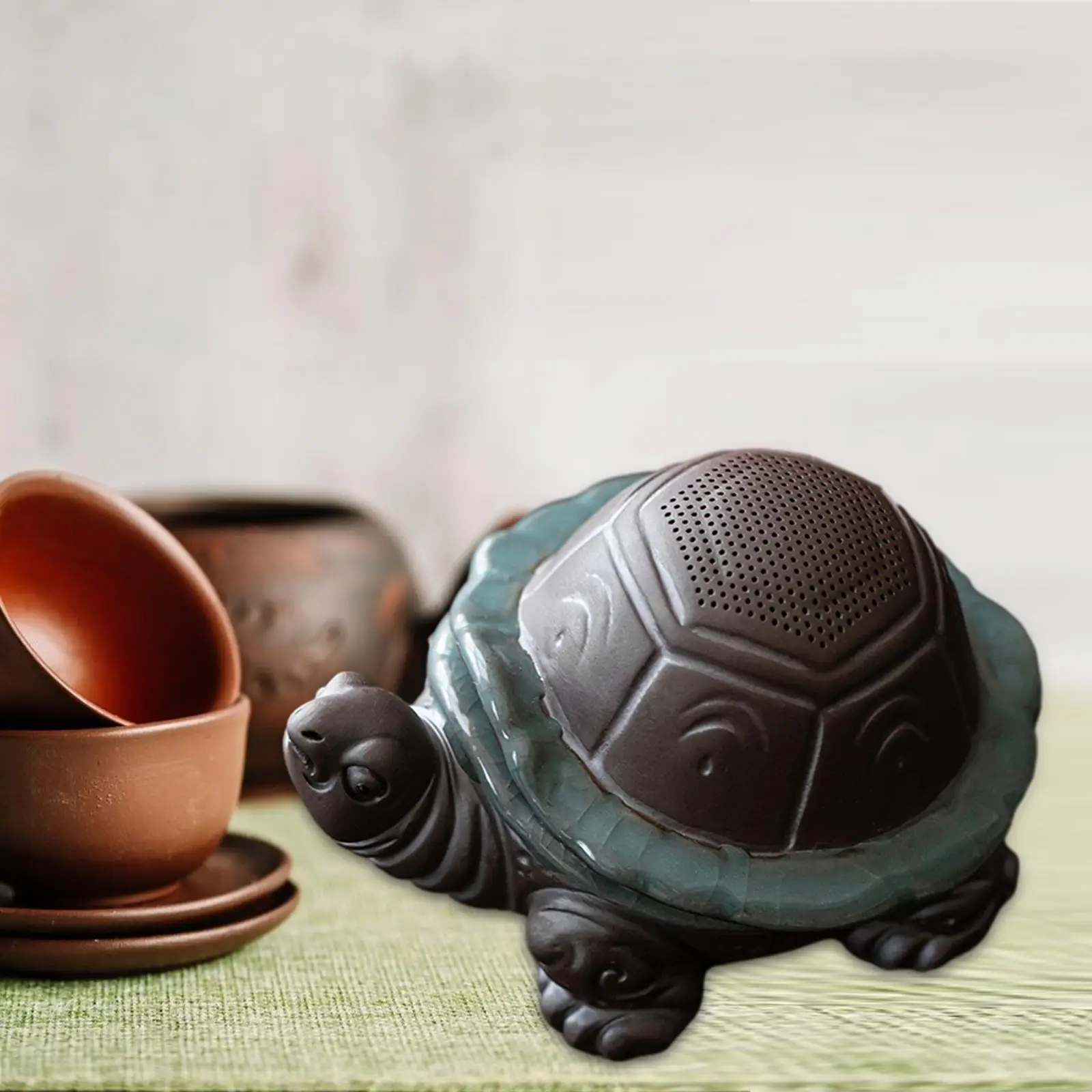 Tea Pet with Tea Filter Clay Miniature Home Desk Living Room Turtle Figurine