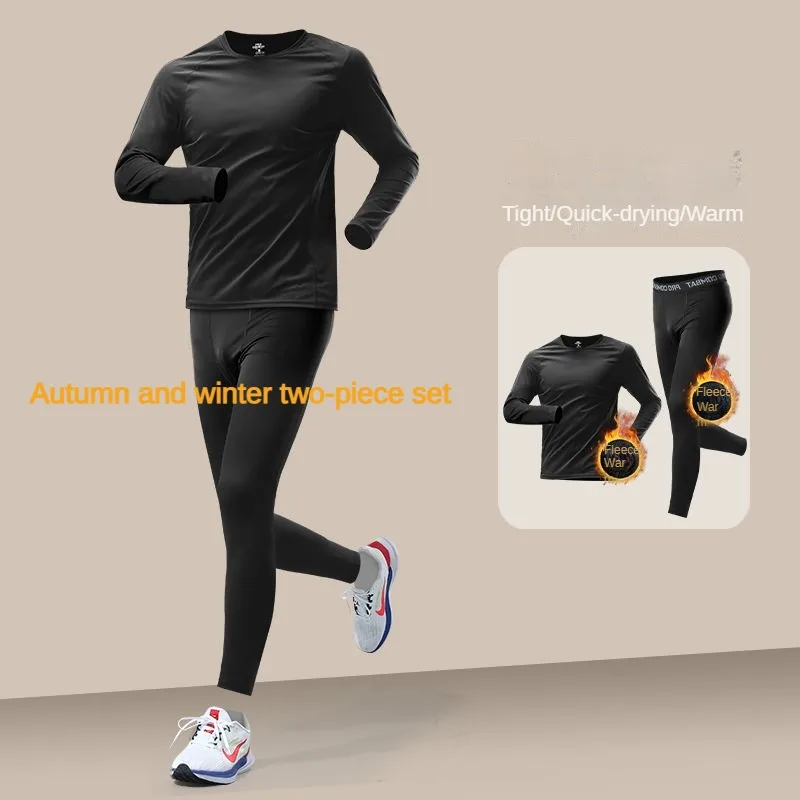 Men's Autumn-Winter Quick-Dry Thermal Track Set - High-Stretch Fleece-Lined Running, Cycling ，Fitness，Motorbike，Skiing Wear 3