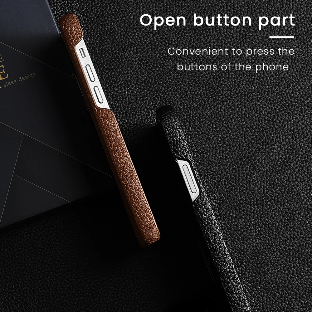 Luxury 3D Lychee Pattern Hard Leather Phone Case Cover