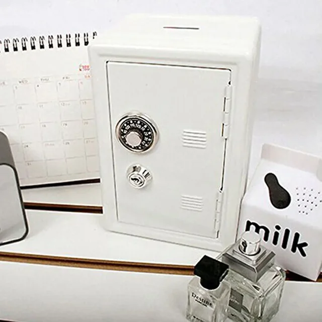 Rectangular Metal Mini Safe Password with Key Piggy Bank Safe Shape Child Piggy Bank 5
