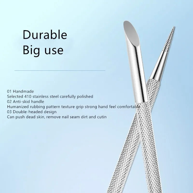 1 PC Reusable Double-ended Stainless Steel Nail Cuticle Pusher Cuticle Removal Tool Orange Wood Nails Pedicure Drill Stick Tool
