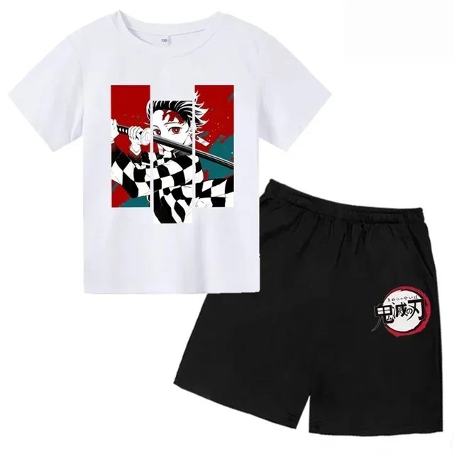 thumbnail image 1 of 2024 Verano Demon Slayer Camiseta estampada para niños 2 piezas Traje para niños y niñas Ropa de manga corta Top informal Conjunto de moda de anime, 1 of 5