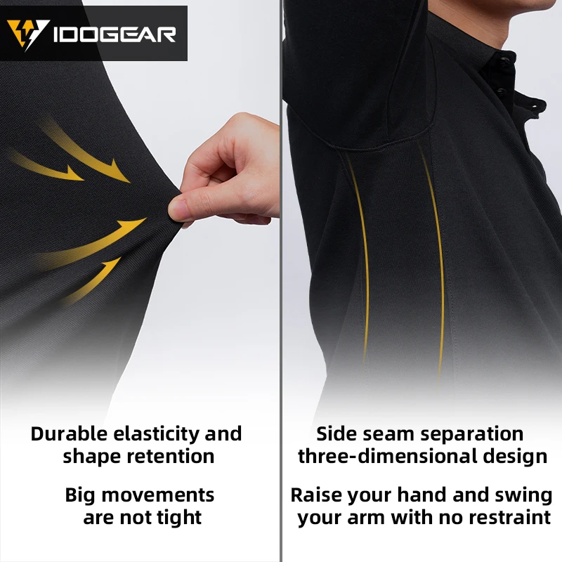 IDOGEAR Tactical Polo Shirt Long sleeves lapel Shirt SORONA Material Breathable Hiking Sports Top 3117