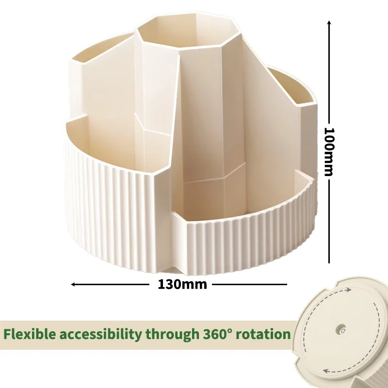 Rotating Desktop Stationery Organizer with 5 Slots and Cute Design