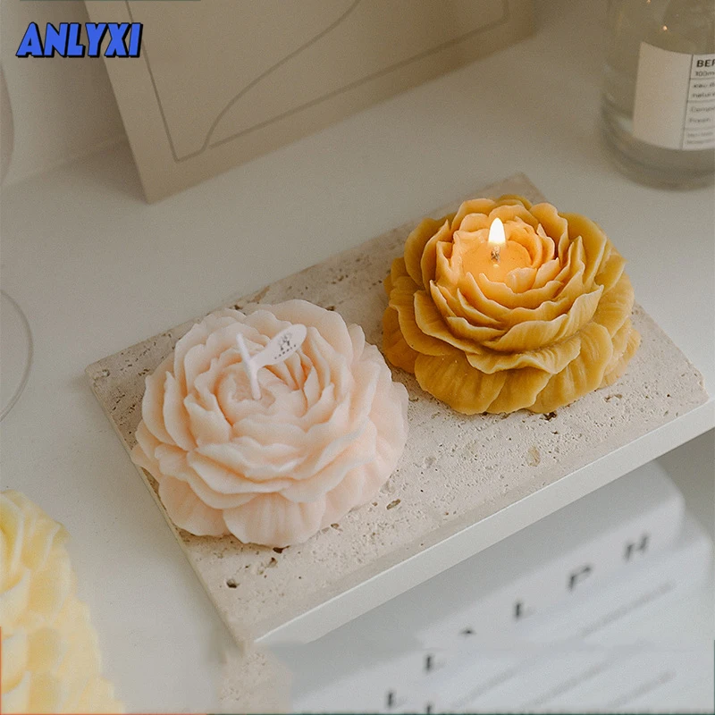 4 peony shaped candle ornaments, flower candles, flower fragrance