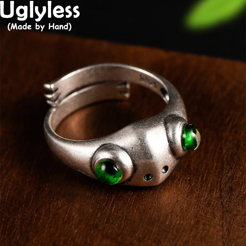 

Uglyless красочные глаза из смолы рандомные для женщин креативные Счастливые Животные лягушки кольца настоящие 925 Стерлинговое Серебро Винтажные Ювелирные Изделия