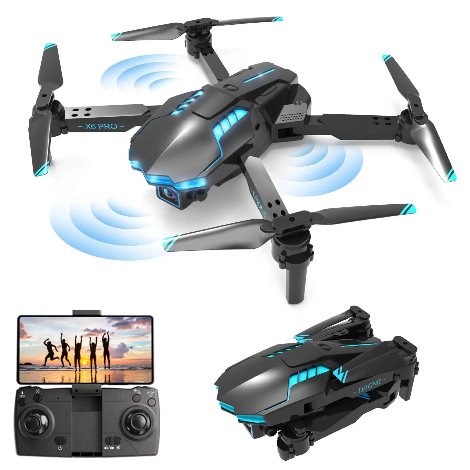 XKRC X6 PRO WiFi FPV WiFi FPV with Dual HD Camera 360 Obstacle Avoidance Optical Flow Positioning LED Foldable RC Drone Quad AliExpress
