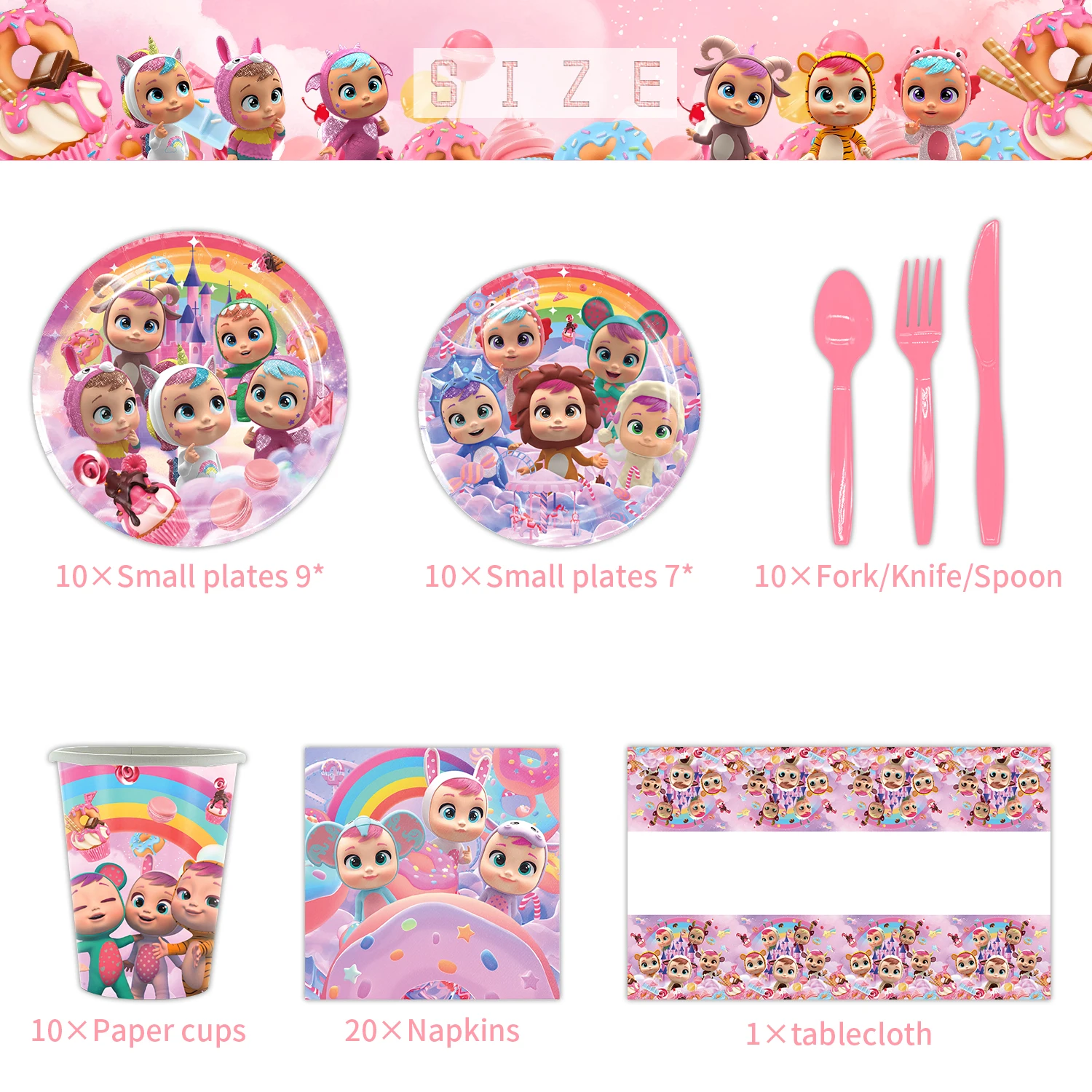 Cry Babiesed Birthday Party Decorations Tableware Set Paper Plates Balloons Banner Tablecloth Backdrop Baby Shower Party Supplie