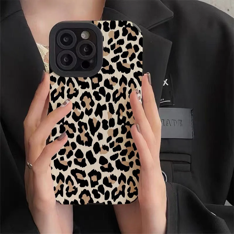 Creative Leopard Cow Silicone Leather Case For iPhone 16 15 14 13 17 Pro Max Air 11 12 Mini  Soft Shockproof Cover — view 4