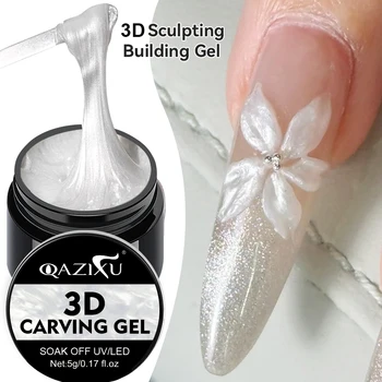 QAZIXU Smalto per unghie gel bianco perla Gel per scolpire 3D Vernice semipermanente Modellatura Intaglio Fiore Nail Art Fai da te per il design del salone