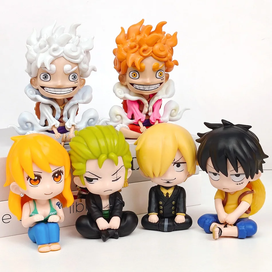 Q Version One Piece Nika Luffy Roronoa Zoro Nami Sanji Mini Figure