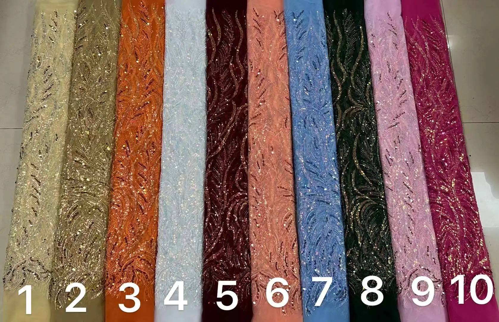 African Sequins Lace Fabric 5 Yards For Wedding Party Dress Sew