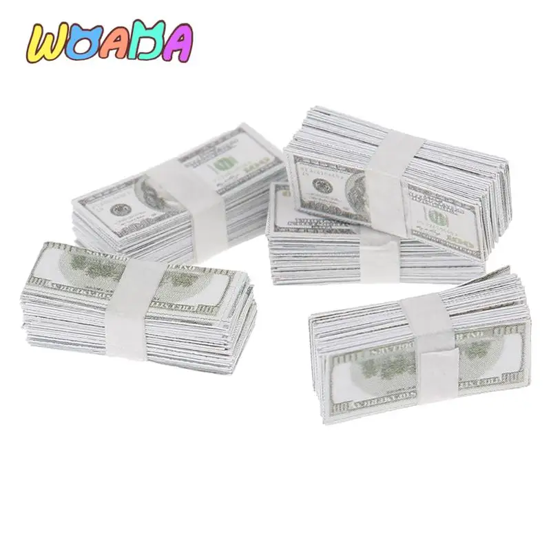 1/12 Scale Creative Mini Dollars Money Miniature Banknotes Children Toys Gifts Dollhouse Miniature Accessories