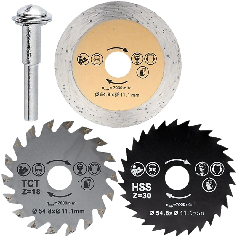 

3Pcs HSS Circular Saw Blade Cutting Blade Rotary Tool Cutting Disc For Wood Cutting Outer Diameter 54.8Mm/2.15Inch Durable