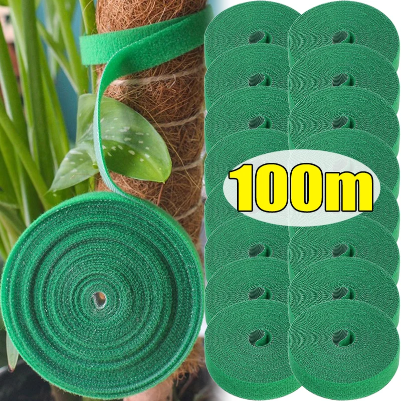 Nylon Plant Cable Tie Green Self Adhesive Adjustable Plants Strips Hook Loop Support Garden Twine Bandage Reusable Fastener Tape plant ties plastic plant cable ties