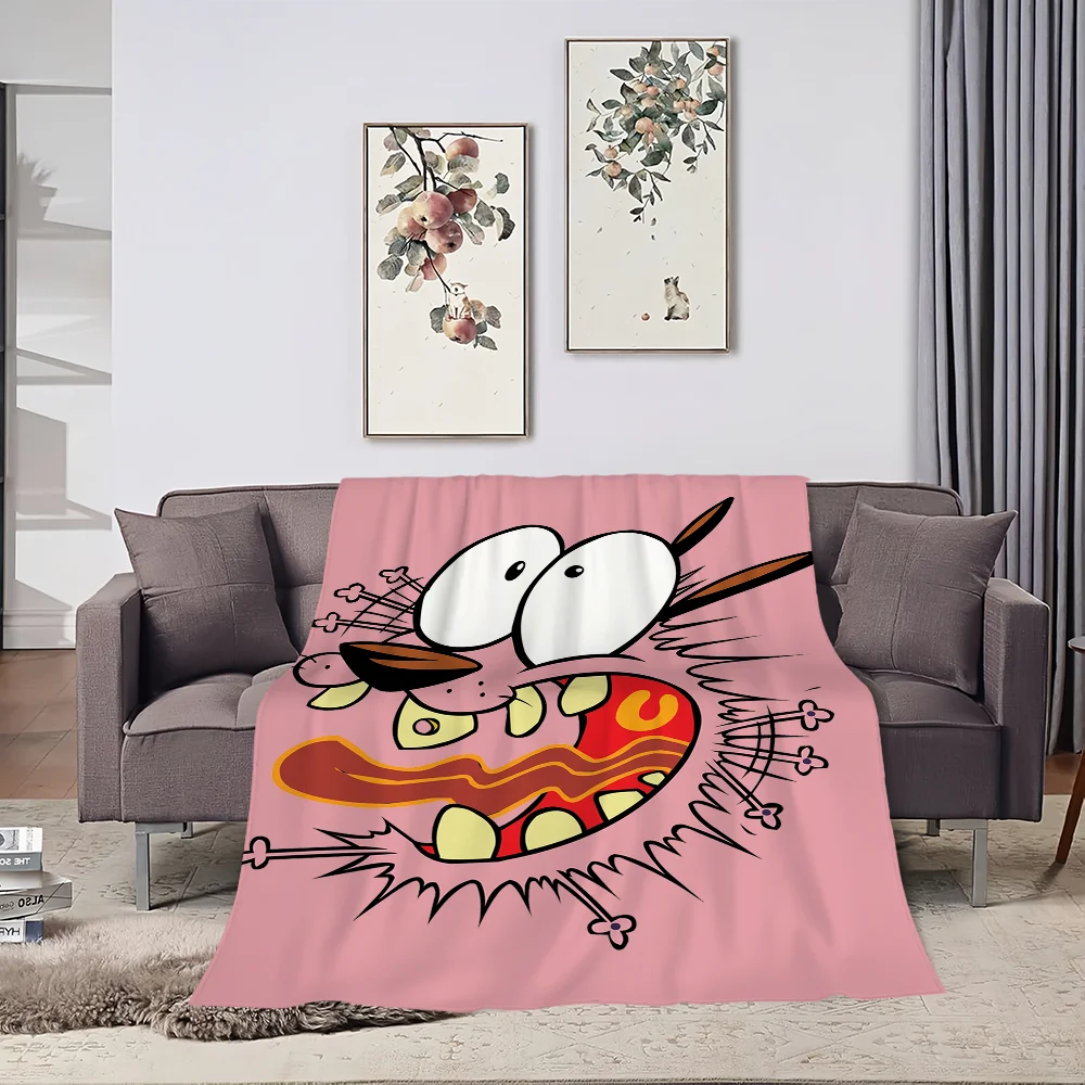 Cartoon C-Courage the C-Cowardly D-Dog Blanket Plush Nap Sofa rug for Living Room Office Bedroom Birthday Home Travel Kid Gifts 4