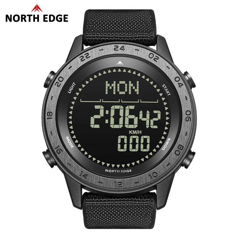 NORTH EDGE TANK 3 Men's Digital Military Outdoor Sports Watch with Pedometer, Calorie Tracker, and Compass, Waterproof up to 50M