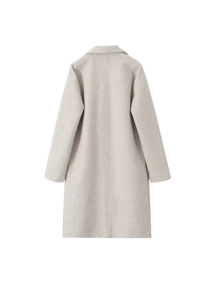 Willshela Women Fashion Solid Open Stitch Long Trench Coats Vintage V-Neck Full Sleeves Female Chic Lady Outfits 3