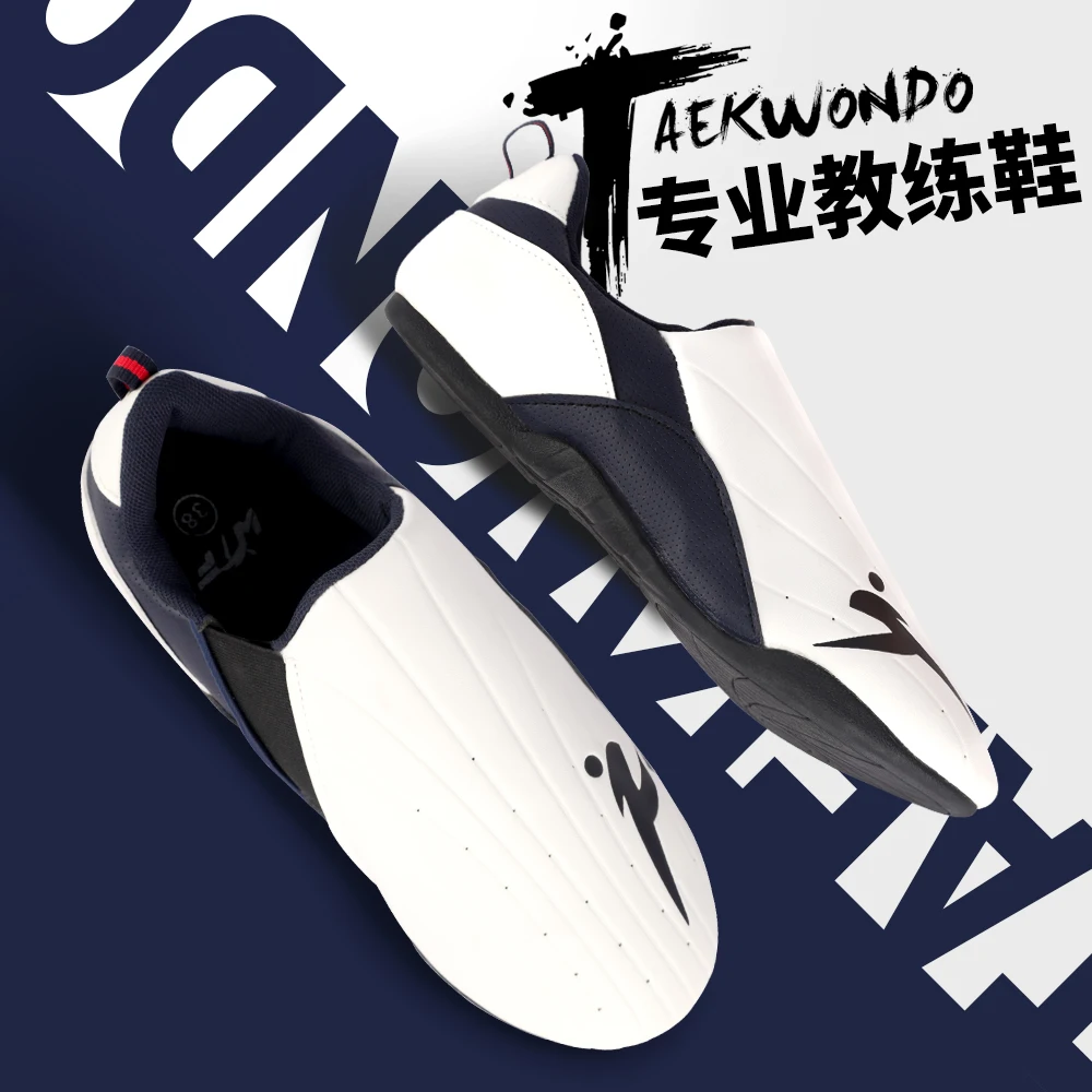 2024 Hot Taekwondo shoes coach shoes thicker soft bottom rubber bottom shoes adult men and women breathable martial arts shoes