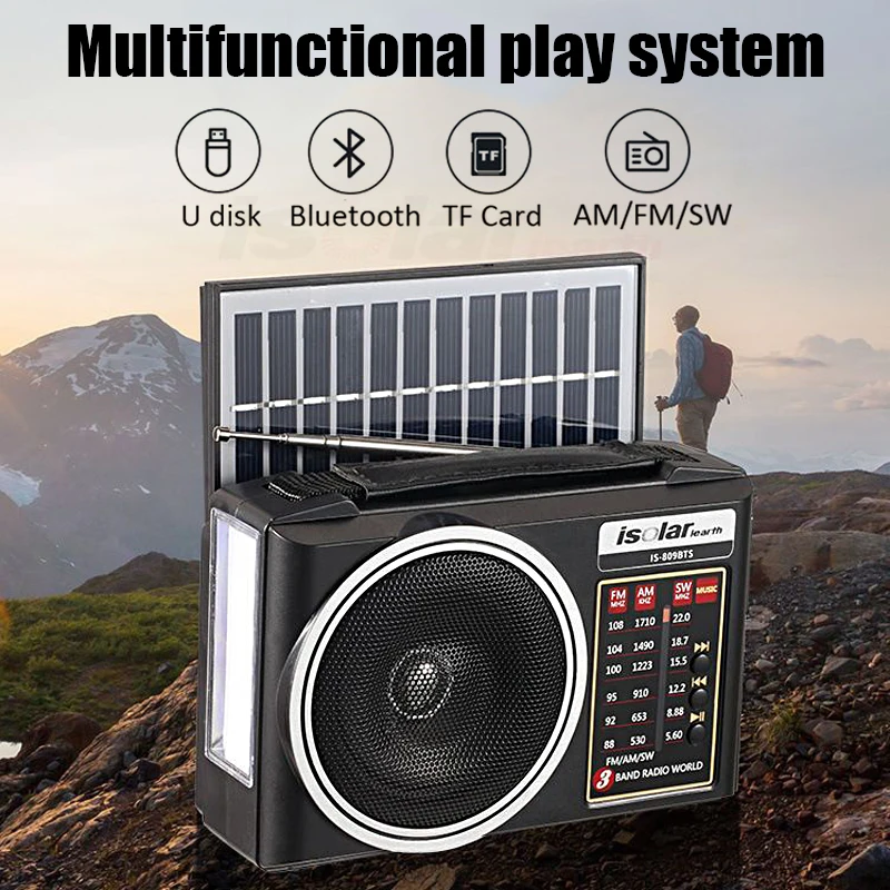 Portable Solar Radio with Bluetooth Speaker and Flashlight