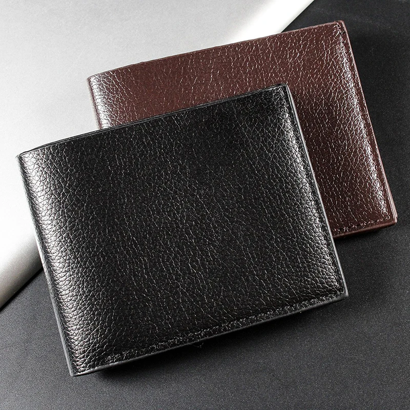Premium Men's Black Leather Wallet - Short and Stylish Portefeuille Homme