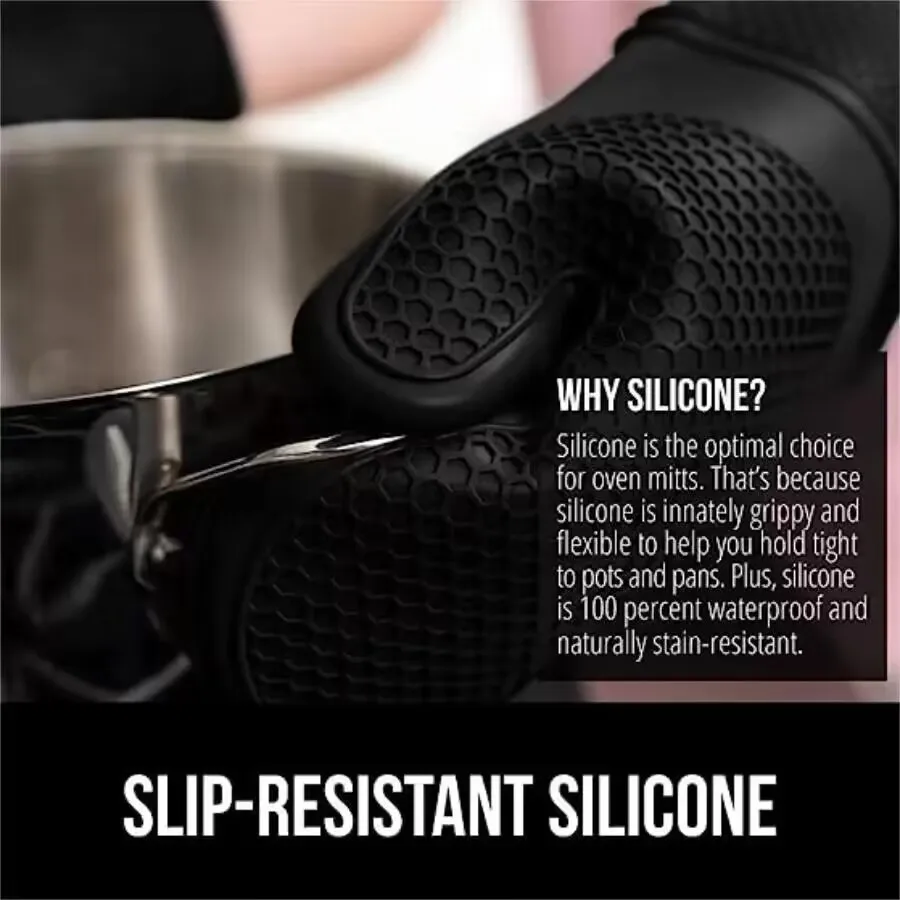 Heat Resistant BBQ Gloves with Fingers for Grilling or Smoker Pit Easy Clean Waterproof Heat Proof Grill Glove