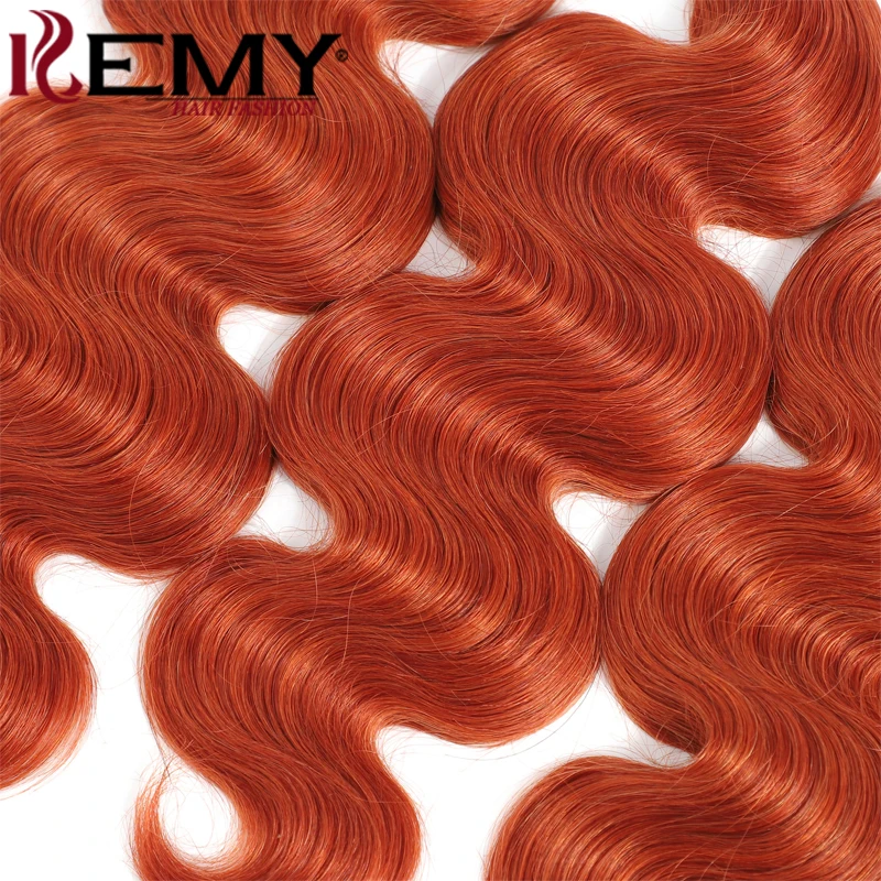 Body Wave Human Hair Bundles Brazilian Human Hair Weave Bundles 350 Orange Ginger Colored Remy Extension 1/3/4 PCS