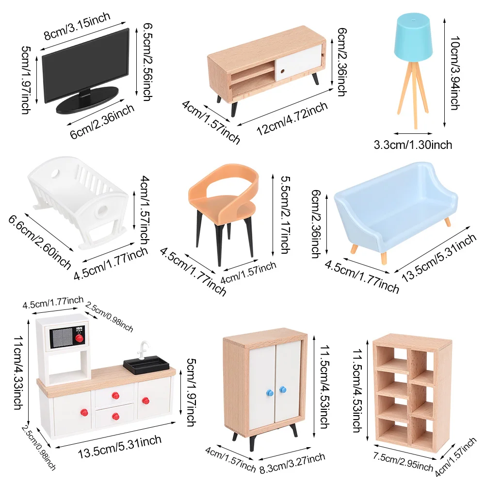 1:12 Scale Sofa Bed Wardrobe TV Cabinet Micro  Scene Model Dollhouse Miniature Furniture Playing House Landscape Dolls Accessory 5