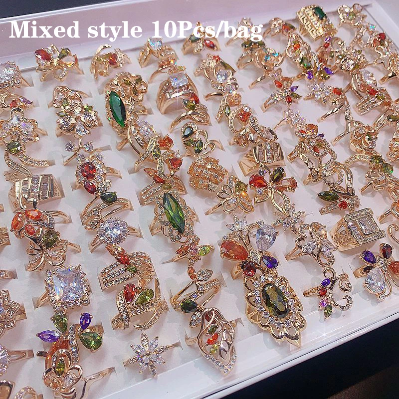 

10Pcs Vintage Rings Set Exaggerated Flower / Butterfly / Geometry Design Mix And Match For Daily Outfits Party Accessories