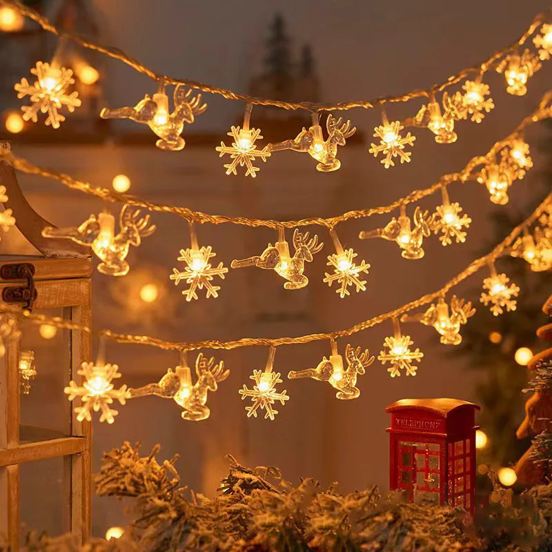 Christmas Decorations 3M Christmas Lights Snowflake String Lights Fairy LED Lamp For Home New Year Tree Garden