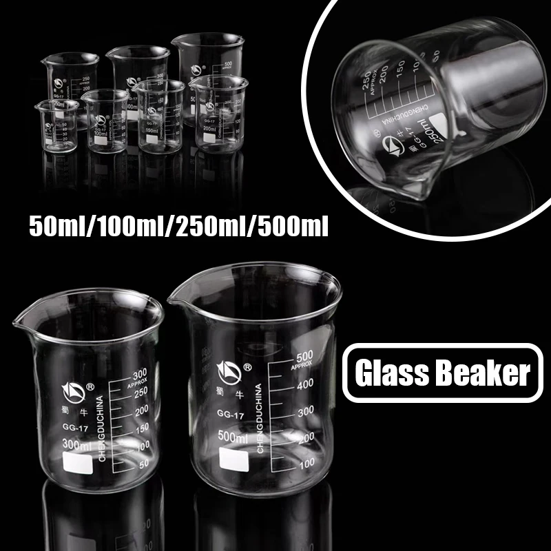 Borosilicate Glass Beaker 50ML/100ML/250ML/500ML High Borosilicate Glass Measuring Cup Laboratory Beaker