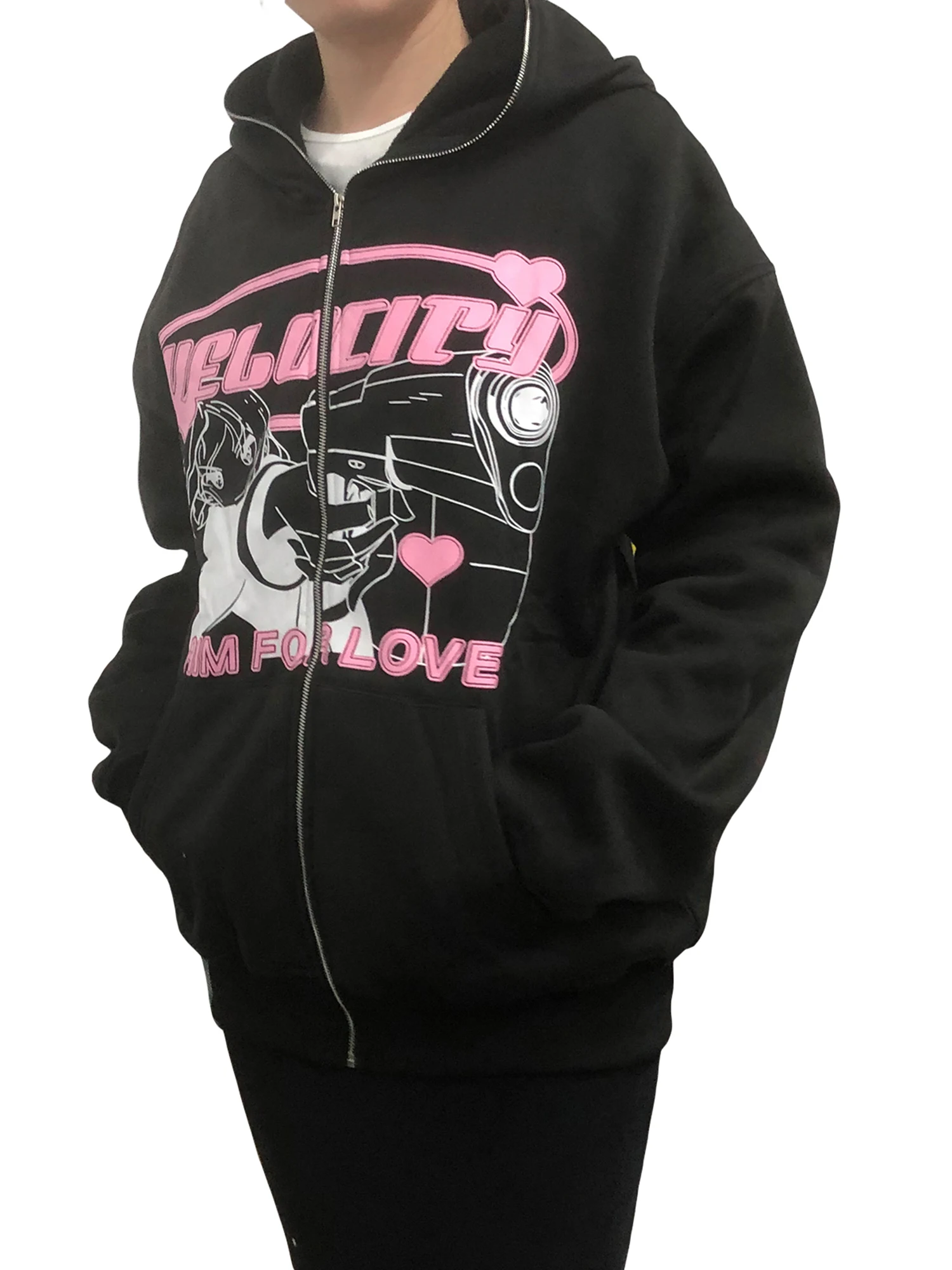 

Женский свитшот на молнии с капюшоном и надписью, в готическом стиле