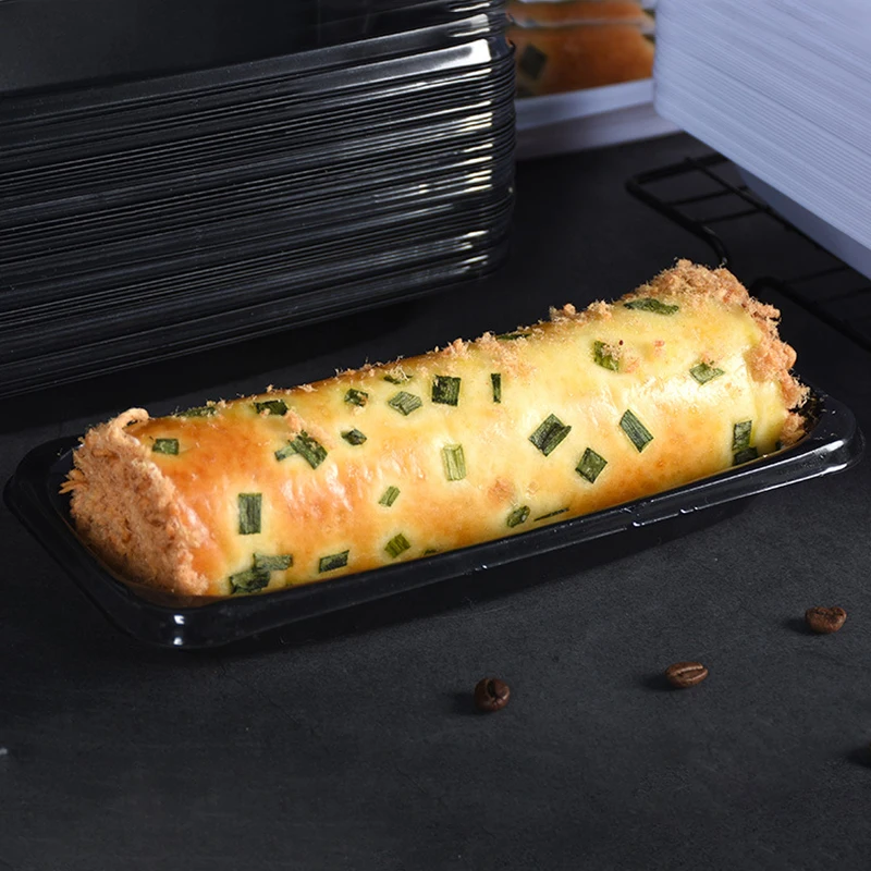 50pcs Plastic Roll Cake Boxes with Clear Lid, Disposable Dessert Containers for Hot Dog... - SKU PRCB2013 - UGI Packaging