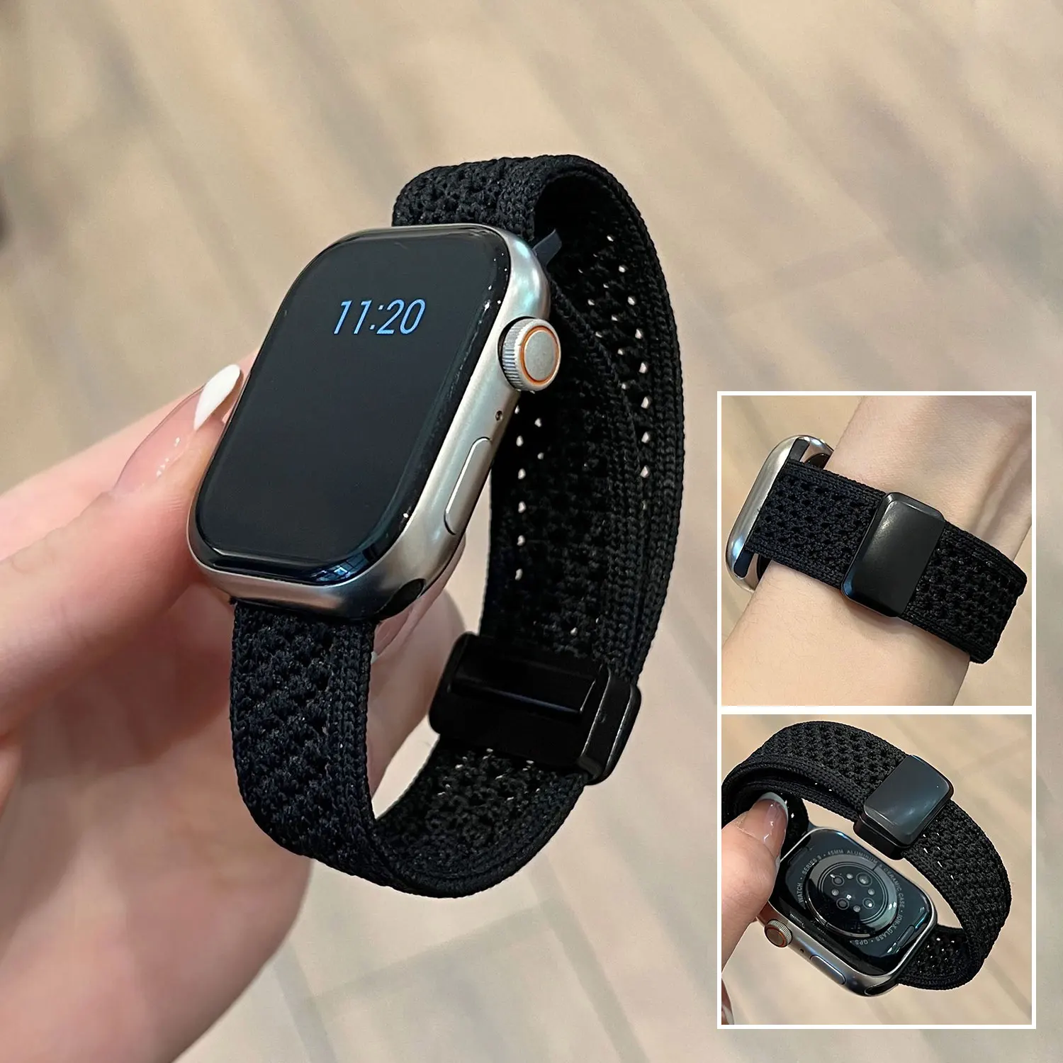 Atmungsaktives Nylonarmband für Apple Watch 44-mm-Armband Ultra 49 mm S10 46 mm 42 mm 45 mm 40 mm 41 mm 38 mm Hundert-Armbänder für IWatch-Serie – Detail 10
