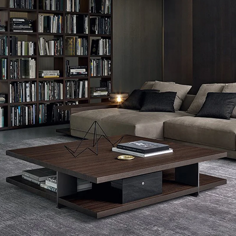 Modern Simple Northern Europe Tea Table Wooden square Coffee Table Living Room Furniture Marble Set Tea