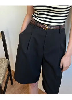 Women's High Waist Loose Wide Leg Shorts with Belt, Casual Summer 1