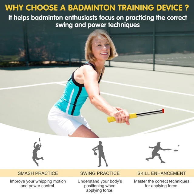 Moojay TD1 Badminton Racket Power Trainer with Magnetic Resistance Swing Trainer, Sound Feedback for Correct Technique PP Handle 3